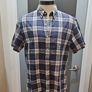 J. Crew Navy and White Plaid Button Down Shirt